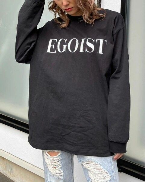 〔EGOIST〕ロゴプリントユニセックスロンT／ロングTシャツ／カットソー／長袖