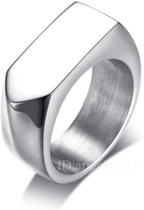 I877★ブランド メンズリング シルバー シンプル ステンレス リング 印台 指輪 銀