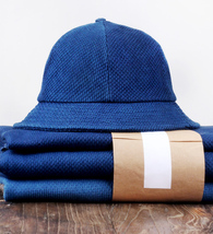 手作り 刺し子 藍染め 帽子 Bucket hat バケットハット 大きい シンプル 濃紺 コットン100% 58~60cm_画像3