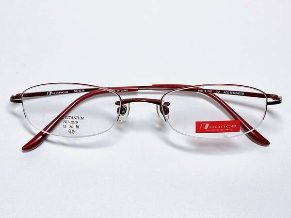 チタン　日本製　メガネ　★　超軽量　ナイロール　赤　★ しなやか　スリム　メガネフレーム　女性用