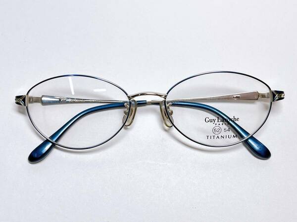 ギラロッシュ　Guy　Laroche　メガネ　★　チタン　軽量　シルバー　青　★　日本製　メガネフレーム　女性用　眼鏡