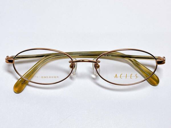 日本製　メガネ　ACIES　★　メタルフレーム　女性用　オレンジ　★　オーバル型　シンプル　メガネフレーム　眼鏡