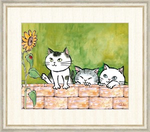 Art hand Auction 高精細デジタル版画 額装絵画 千 春(ちはる)作 ｢仲良しねこ｣ F8, 美術品, 版画, その他