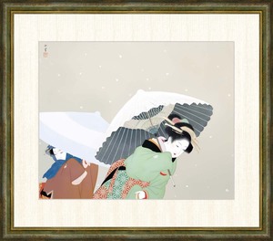 高精細デジタル版画 額装絵画 上村松園作 「牡丹雪」 F8