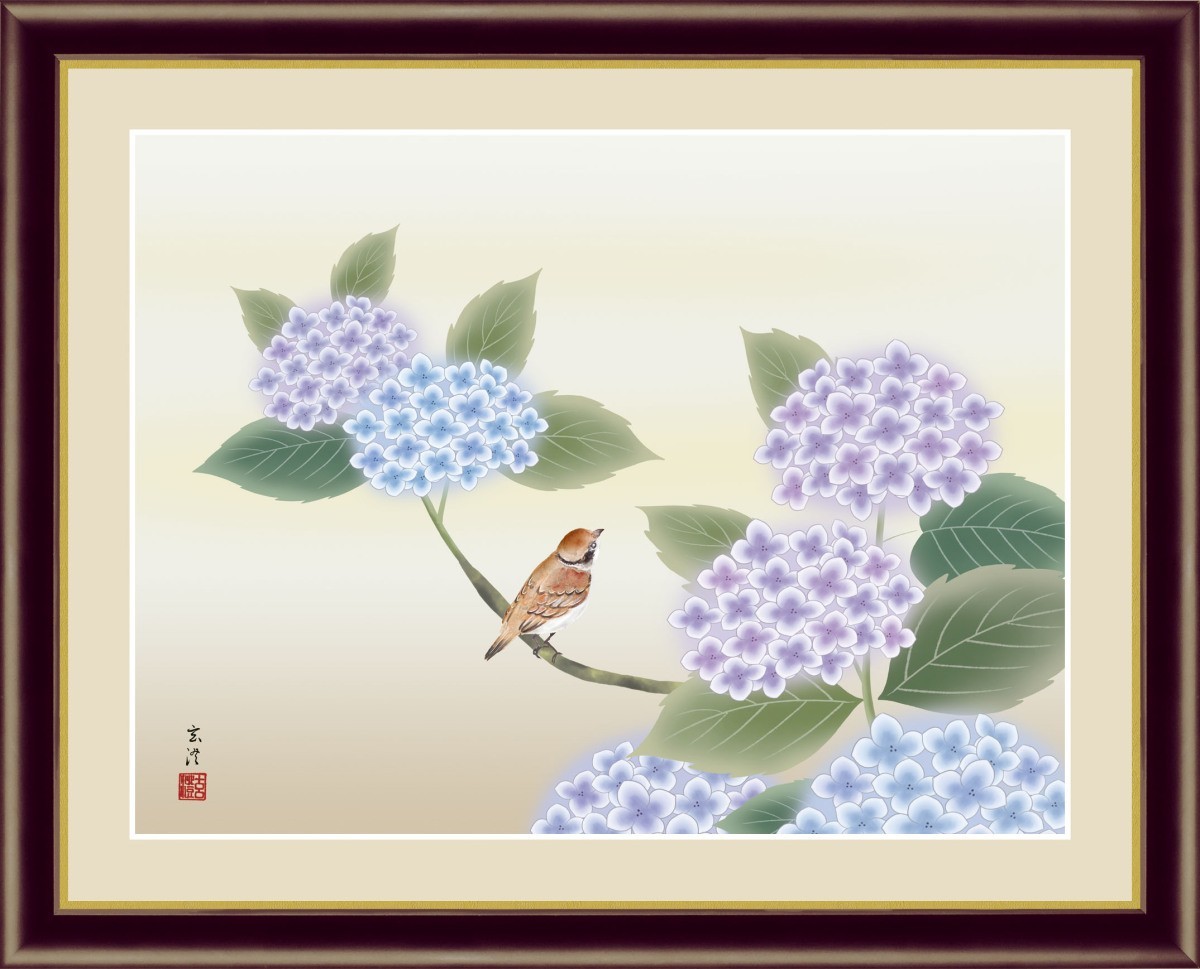 High-definition digital print, framed painting, Japanese painting, flower and bird painting, summer decoration, Gencho Shimizu's Hydrangea F6, artwork, print, others