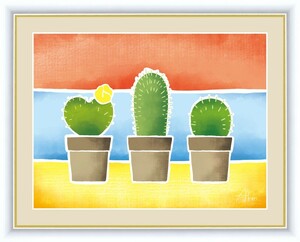 高精細デジタル版画 額装絵画 ちょっと気になる植物たち 春田 あかり作 「サボテンの鉢植え」 F6