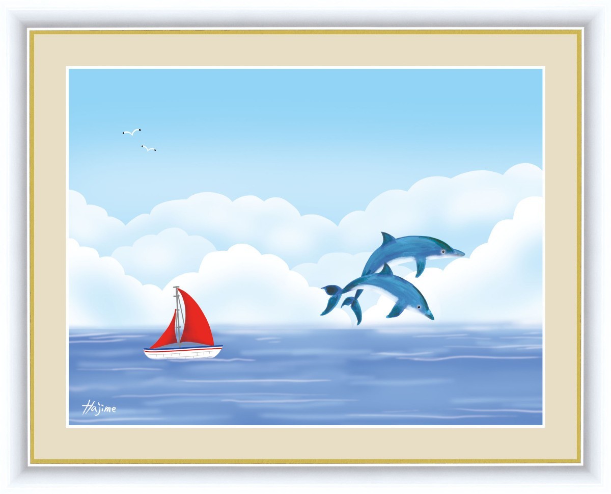 Hochauflösender Digitaldruck. Gerahmtes Gemälde. Friedliche Landschaft des Herzens Kazuki Kita Dolphin F4, Kunstwerk, drucken, Andere