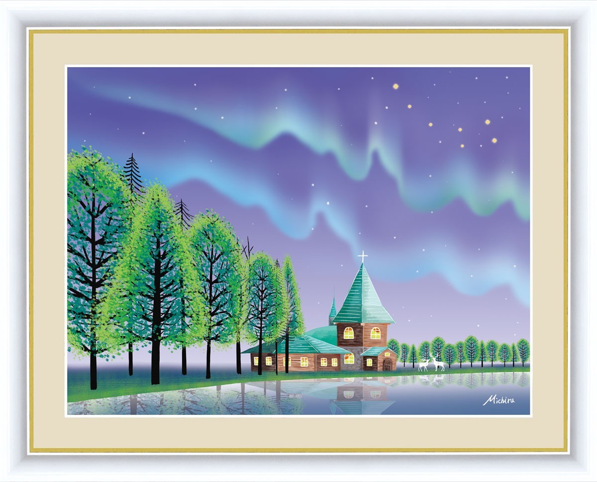 High-definition digital print Framed painting Peaceful night view by Michiru Taguchi Polar Star F4, artwork, print, others