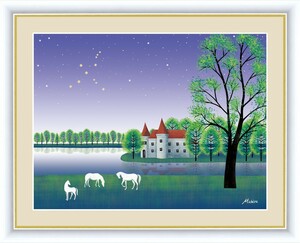 Art hand Auction High-definition digital print, framed painting, Swan by Michiru Taguchi, F4, A peaceful night view, Artwork, Prints, others