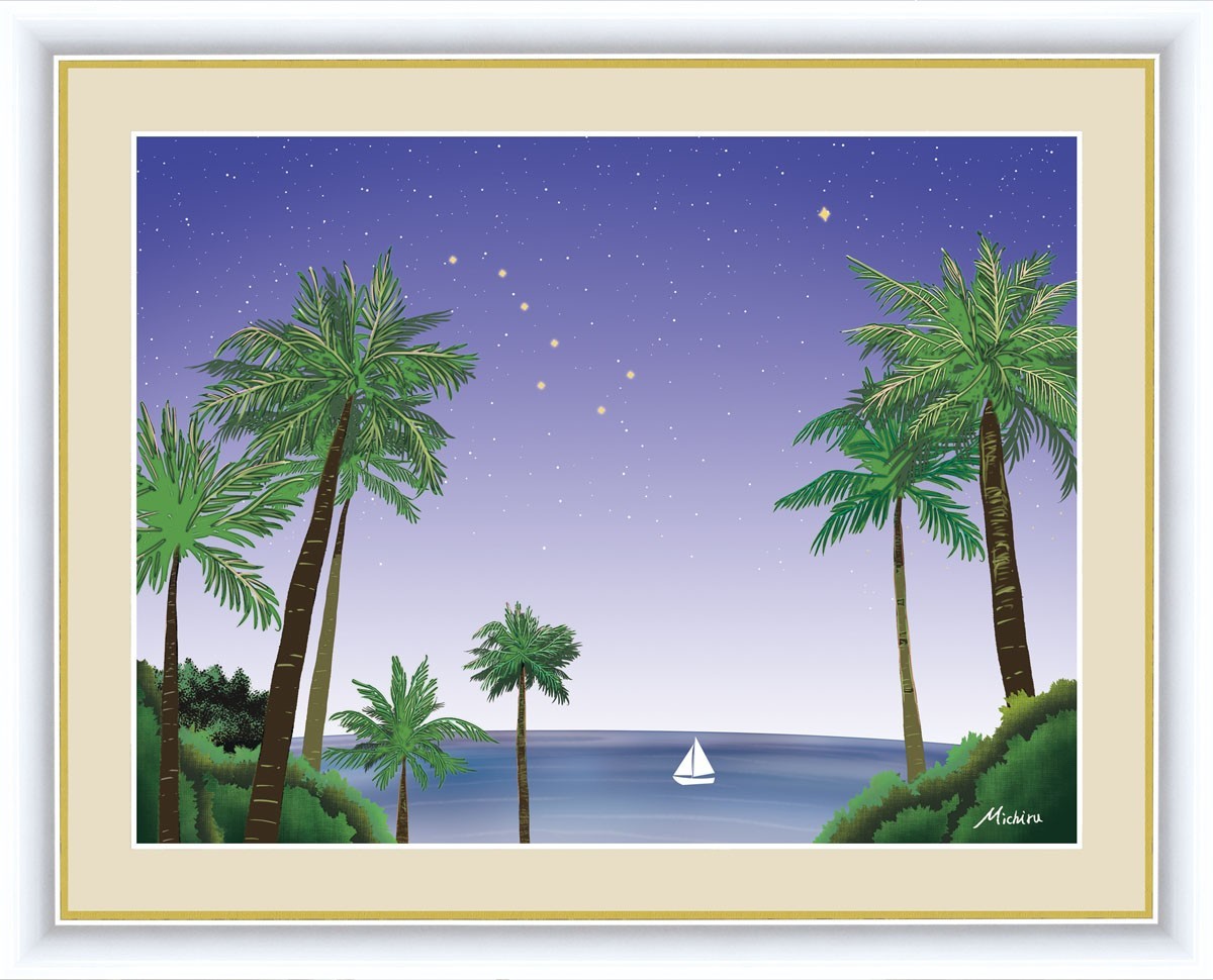 High-definition digital print Framed painting Peaceful night view by Michiru Taguchi Big Dipper F6, artwork, print, others