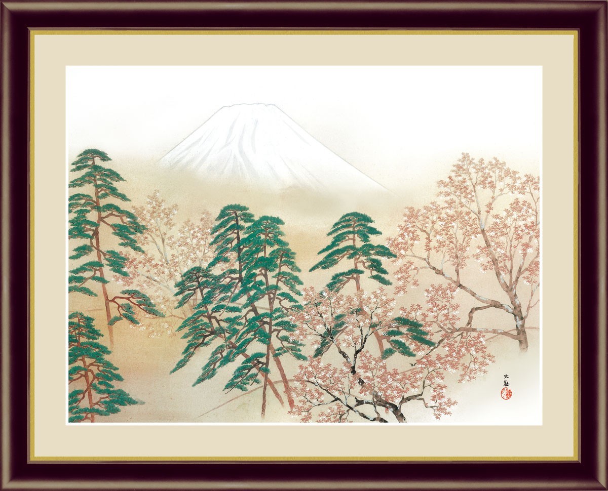 طباعة رقمية عالية الوضوح, مؤطر اللوحة, تحفة يابانية, يوكوياما تايكان, أربعة مناظر للجبال المقدسة, الربيع F4, عمل فني, مطبوعات, آحرون
