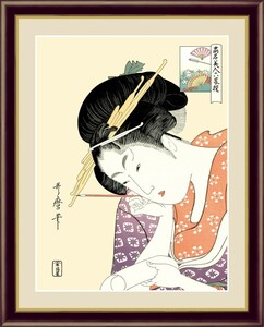 Art hand Auction High-definition digital print, framed painting, Ukiyo-e, portrait of beautiful women, Kitagawa Utamaro's Ogiya Hanaogi F6, Artwork, Prints, others