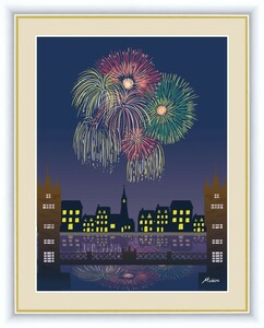 Art hand Auction طباعة رقمية عالية الوضوح لوحة مؤطرة منظر ليلي هادئ بواسطة Michiru Taguchi Fireworks F4, عمل فني, مطبعة, آحرون