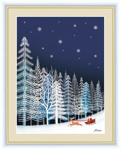 Art hand Auction High-definition digital print Framed painting Peaceful night view by Michiru Taguchi Snowflake F4, artwork, print, others