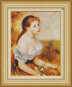 Art hand Auction Painting Framed Painting Pierre Auguste Renoir Girl with Flowers World Masterpiece Series Size F6, artwork, painting, others