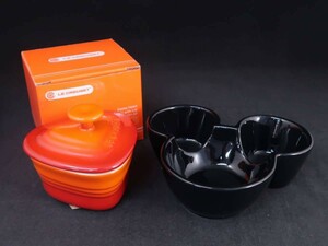 未使用　LE CREUSET ル・クルーゼ ストーンウェア　ラムカン　ディズニ　ミッキー