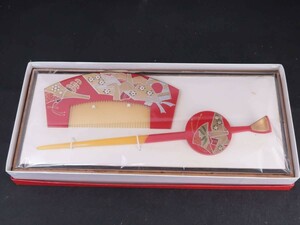 . coating ornamental hairpin & comb set .. kimono small articles 
