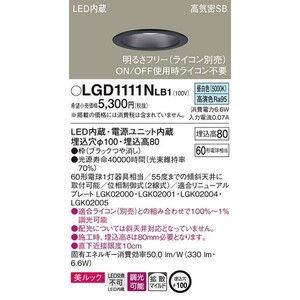 新品未使用　Panasonic ダウンライト LGD1111NLB1