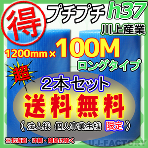 【送料無料！/法人様・個人事業主様】 ★お得な 100ｍ★エコハーモニー/クリア 1200mm×100m(H37)　×2本セット/プチプチ・ロール・シート