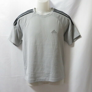 古着 メンズL adidas/アディダス ポリエステルTシャツ 半袖 スポーツ ジョギング トレーニング グレー 821863