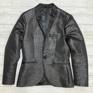 H&M テーラードジャケット スリムフィット 光沢 キレイ目 ブラック系 CN 165/84A