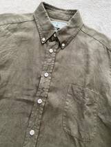 James Mortimer size40 アイルランド製リネンシャツ アイリッシュリネン オリーブ カーキ 長袖シャツ BDシャツ （KI)_画像3