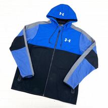 1165◎ UNDER ARMOUR アンダーアーマー トップス ジャケット アウター パーカー フルジップ 長袖 ブルー ブラック メンズXL_画像1