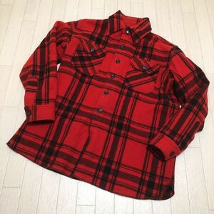 和40★ ビンテージ MERRILL woolen mills 長袖 ウールジャケット チェックメンズ レッド ブラック