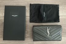 サンローラン レディース長財布 SAINT LAURENT 372264 BOW02 サンローランパリ モノグラム YSLシルバーロゴ キルティングレザー グレー_画像1