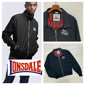 80s 復刻■LONSDALE ロンズデール■スイングトップ ブルゾンジャケット S M 黒 ブラック タータンチェック G9 モッズ ユニオンジャック