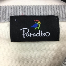 Paradiso パラディーゾ セーター 白×ネイビー ボーダー ニット Vネック メンズ L ゴルフウェア_画像3