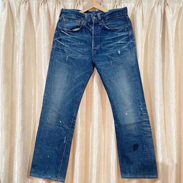 LEVI'S VINTAGE CLOTHING リーバイス501XXデニムパンツ サイズW31L32 ネイビー LVCインディゴ ペンキダメージ加工 品番S37634 トルコ製