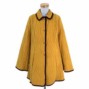 m418 Italy made ETRO Etro quilting coat velour piping color scheme design cotton inside coat outer mustard lady's absolute size reference 