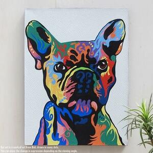Art hand Auction 圆点艺术 60 厘米 x 80 厘米 法国斗牛犬现代艺术手绘绘画狗艺术面板巴厘岛绘画巴厘岛艺术礼物, 手工制品, 内部的, 杂货, 控制板, 挂毯