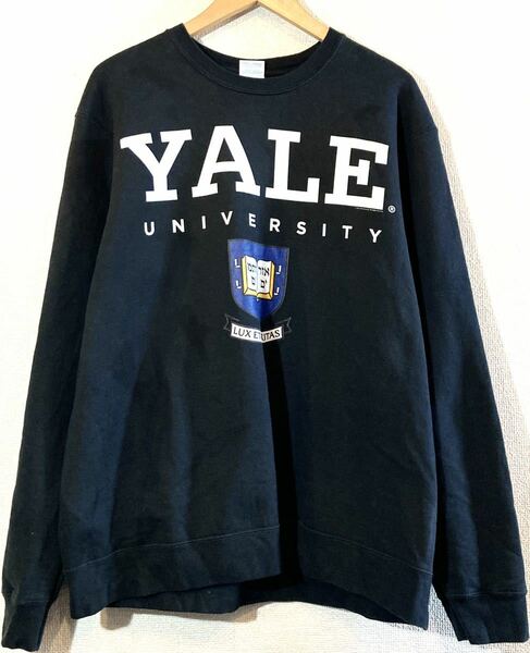 YALE UNIVERSITY！カレッジスウェット！イェール大学！オリジナル！USA！ポートアンドカンパニー！ブラック！黒！L！ミントコンディション