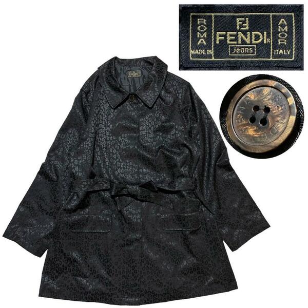 【美品】FENDI　レオパード コート ITALY製　正規品　フェンディ　オールド　ヴィンテージ