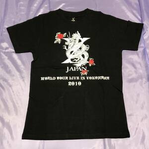 X JAPAN　WORLD TOUR LIVE IN YOKOHAMA 2010　Tシャツ　黒　白ロゴ レディース　開封済み未使用　★★★送料込み★★★　超レア　YOSHIKI