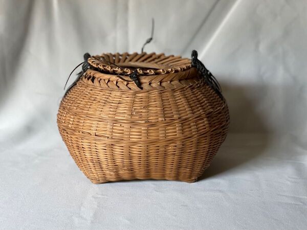 釣りカゴを模した丸い籠(27cm) 昭和レトロ