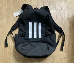 新品タグ付☆adidas アディダス バッグパック 3ストライプス ブラック ストラップ付きサイドポケット リュックサック デイバッグ かばん