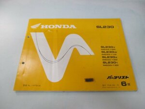 SL230 パーツリスト 6版 ホンダ 正規 中古 バイク 整備書 MD33-100～130 My 車検 パーツカタログ 整備書