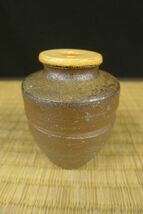 V396 備前焼 竹子窯 西川政美 造 肩衝茶入 直径6×高さ8.5cm 濃茶器 茶道具 仕覆・共箱付/60_画像3