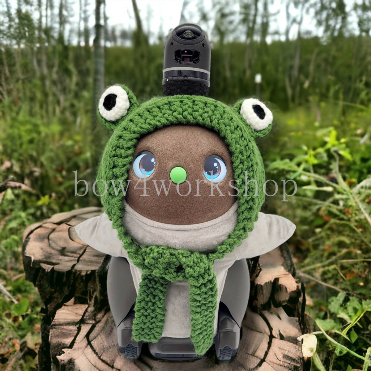 ラボット LOVOT ラボットのアクセサリー カエルちゃんニットボンネット 帽子(グリーン), 裁縫, 刺繍, 完成品, その他
