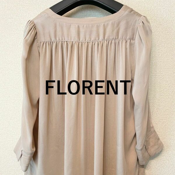 【FLORENT】フローレント／ドレープブラウス／ベージュ／日本製／フリーサイズ