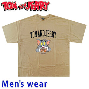 トムとジェリー 半袖 Tシャツ メンズ ワーナー グッズ アニメ ネコ ネズミ T23-100A Mサイズ BE(ベージュ)