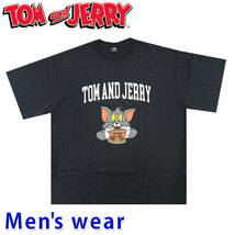 トムとジェリー 半袖 Tシャツ メンズ ワーナー グッズ アニメ ネコ ネズミ T23-100A Lサイズ BK(ブラック)_画像1