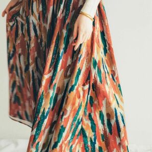 IEDIT[イディット]　ルノワールの色彩をまとう アートペイント柄のマルチカラーボリュームロングスカート