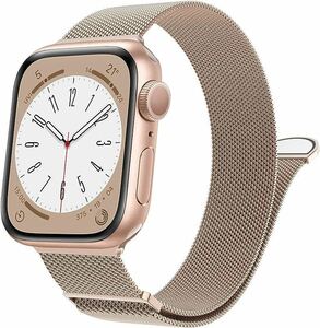 コンパチブル Apple Watch バンド アップルウォッチバンド ステンレス 男女兼用 Apple Watch ベルト 磁石 調整工具不要 シャンパンゴールド