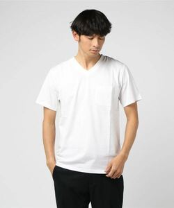 美品 ナノユニバース Anti Soaked VネックTシャツ ホワイト Sサイズ nano・universe