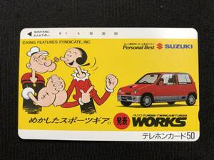  unused telephone card telephone card old car 2 generation Alto Works Suzuki sport Popeye collector collection 