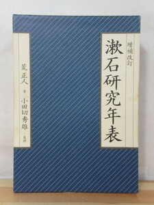 M30●初版 増補改訂 漱石研究年表 荒正人:著 小田切秀雄:監修 1984年昭和59年 集英社 外函付 夏目漱石 近代文学 220518